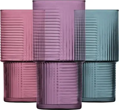 Immagine prodotto di LAV Helen COLOR set di bicchieri - 3 pezzi, 400 ml, design riffle colorato