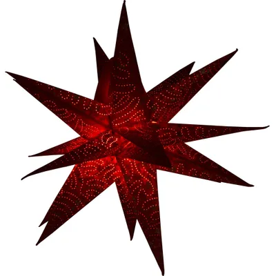 Produktbild von Dekostern mit Sterndekor rot 45cm Papier