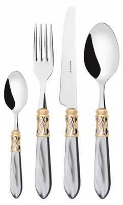 Immagine prodotto di ALADDIN Ghiera Dorata, Posate Set 24 pz, Scatola Compact, Casa Bugatti