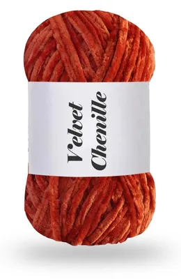 Produktbild von Chenille Garn 100g Mandarinenrot Samtig Kuschelweich zum Stricken & Häkeln