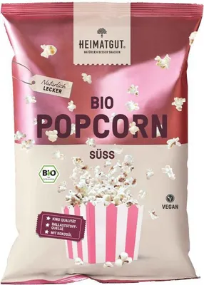 Produktbild von Heimatgut Popcorn Süß aus Liebe zum perfekter Knabberspaß 90g