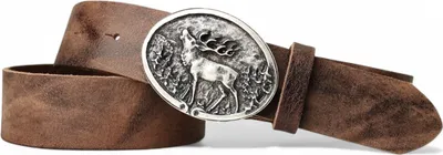 Produktbild von FRONHOFER Trachtengürtel mit Trachtengürtelschnalle Hirsch Motiv in Silber