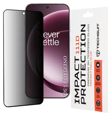Zdjęcie produktu dla Techsuit 111D Privacy Szkło na ekran prywatności OnePlus 15 - czarne