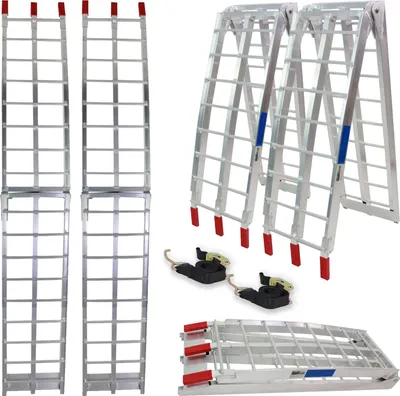 Produktbild von TRUTZHOLM 2 x Auffahrrampe klappbar 180 cm Traglast 680 kg Alu Verladerampe geriffelt grau