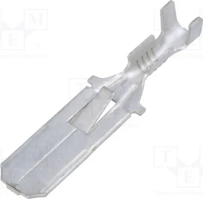 Zdjęcie produktu dla 5 sztuk złączek kablowych: płaskie, męskie, 6,3 mm, zakres średnic przewodów 0,3÷0,9 mm², długość trzpienia 0,8 mm, proste, oznaczenie 61316-1, nieizolowane