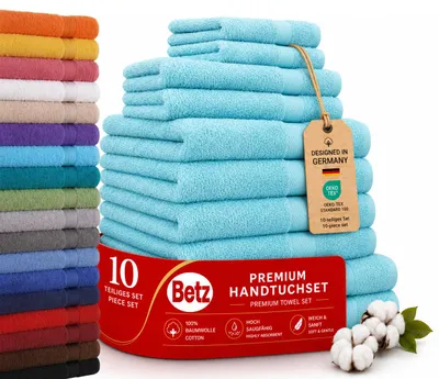 Produktbild von Betz Premium Classic Frottier Handtuch-Set 10-teilig - 2X Liegetücher - 4X Handtücher - 2X Gästetücher - 2X Seiftücher - türkis