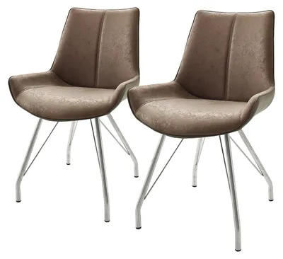 Produktbild von home24 Polsterstuhl - 2er-Set - Kunstleder / Edelstahl