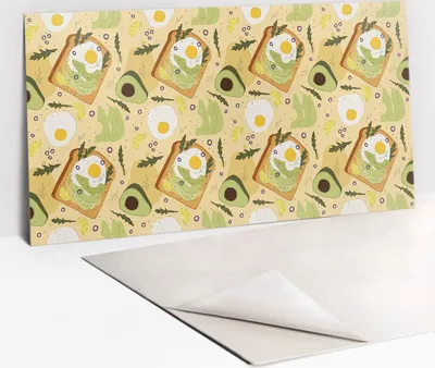Obrázok produktu pre PVC Ochrana Stien v Kuchyni - Štýlová Ochrana Vašich Stien - 100 x 50 - Toast s avokádem a vejcem