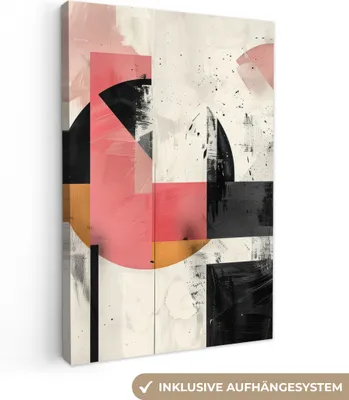 Produktbild von MuchoWow® - Leinwandbilder - Rosa - Abstrakt - Ästhetisch - Modern - Formen, Wandbild, Wanddeko Bilder Wohnzimmer, 80x120 cm