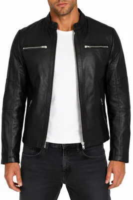Produktbild von Reichstadt Herren Slim Fit Echtlederjacke Silver Zipper 20RS20LUX Black XS