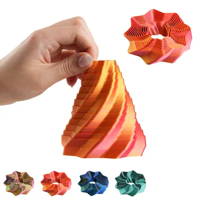 Image de Tornado Tower 9 cm – fidget de bureau imprimé en 3D, PLA – Rouge-doré