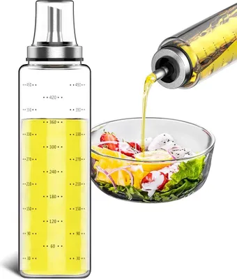 Obrázek produktu pro Skleněná láhev na olivový olej o objemu 500 ml s dávkovačem – nerezová ocelová výlevka