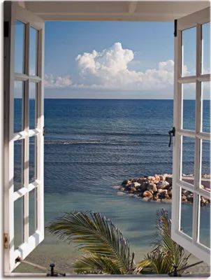 Produktbild von ARTland Leinwandbild Fenster zum Paradies Größe: 60x80 cm