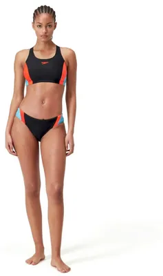 Produktbild von Speedo Colorblock Bikini Damen schwarz chlorbeständig, Farbe:Schwarz-Violett, Größe:40