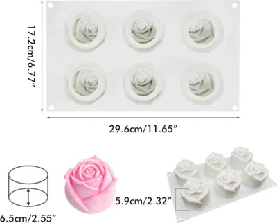 Obrázek produktu pro 6 dutin Rose Mousse Cake Mold Holiday Party DIY Ruční mýdlo Čokoládová forma na pečení