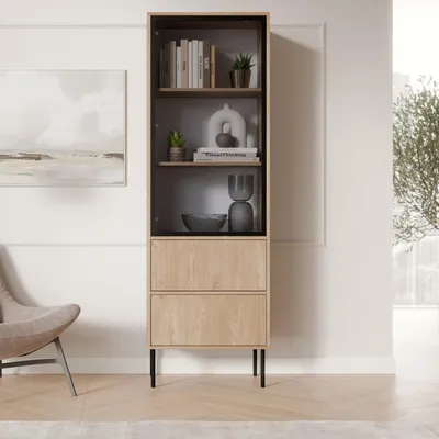 Immagine prodotto di Zanica - Vetrina, 60x40x185h cm Marrone Rovere, 2 Ripiani