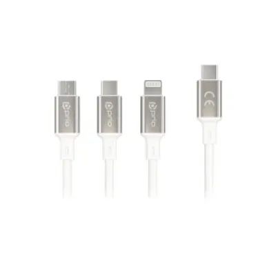 Produktbild von prio 3 in 1 Micro USB & USB C & Lightning auf USB C Kabel 3A 1,2m weiß