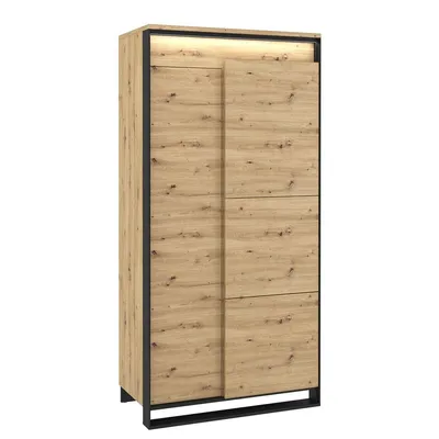 Produktbild von MIRJAN24 Kleiderschrank Quant QN-01 2D, Schrank mit LED-Beleuchtung, Stilvoll Drehtürenschrank  (Artisan Eiche / Artisan Eiche + Schwarz)
