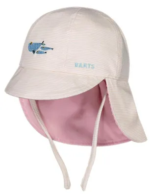 Produktbild von Baby Kinder Sonnenhut 3-6 Monate Rosa gestreifter Wal 100% Baumwolle mit Nackenschutz