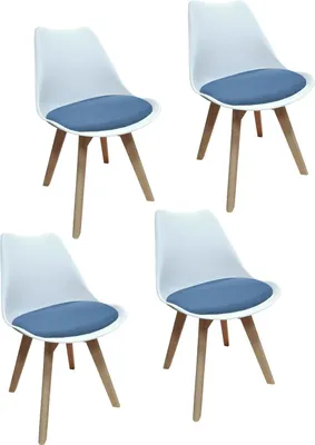Four chairs arranged in a grid on a white background.