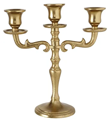 Produktbild von Boltze Kerzenhalter Varas gold, 3-flammig, 25x26 cm, Aluminium, antik