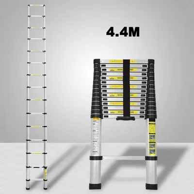 Produktbild von TolleTour Teleskopleiter Alu 4.4m Stehleiter Mehrzweckleiter Alu  Anlegeleiter  Multifunktionsleiter Ausziehleiter