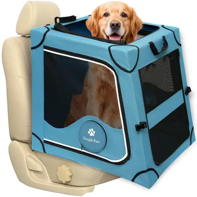 Produktbild von Faltbare Transportbox Hund Rückbank 68x60x63cm mit Kopfstützen-Gurt & Netztüren