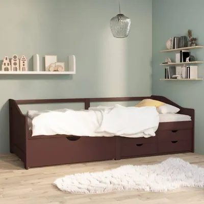 Produktbild von The Living Store Tagesbett 3-Sitzer Schubladen Dunkelbraun Kiefernholz 90x200 cm