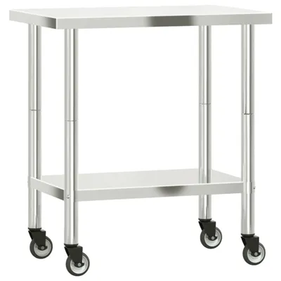 Obrázok produktu pre Kuchynský pracovný stôl s kolieskami 82,5x55x85 cm nerezový