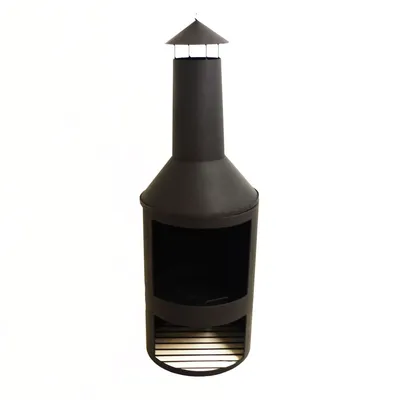 Produktbild von Gartenkamin schwarz Metall 134x45x45cm Außenkamin Terrassenkamin Gartenofen