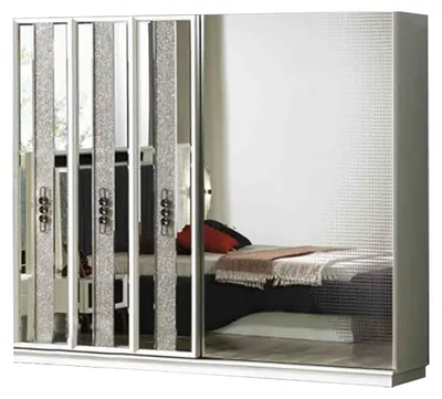 Produktbild von r Weißer Kleiderschrank Schlafzimmer Hochglanz Spiegel Schrank
