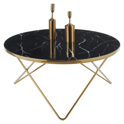 Zdjęcie produktu dla Stolik kawowy do salonu 80 x 80 cm kolor czarny FURNITEX L12-FX