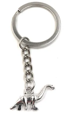 Produktbild von Onwomania Schlüsselanhänger Dino laufend Pflanzenfresser Dinosaurier silber Metall Anhänger Charm