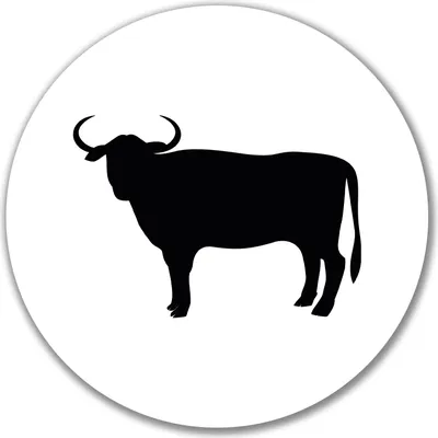 Produktbild von Huuraa Aufkleber Stier Bulle Silhouette 10cm rund Sticker Geschenkidee