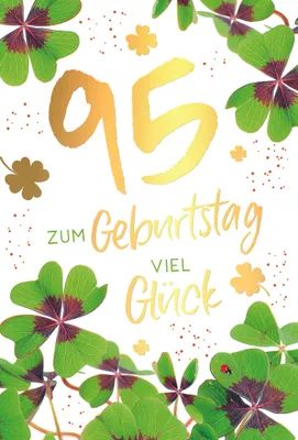 Produktbild von 95. Geburtstag Viel Glück Glücksklee Glückwunschkarte mit Umschlag