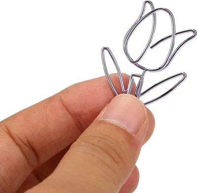 Image de 50 pièces de drôles de pinces à papier tulipes violettes - Design durable en métal