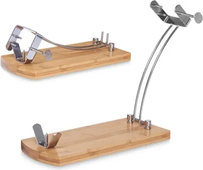 Image de Support à jambon en bois Kinvara JWHH-3014 naturel métal bambou 47 x 16,5 x 36 cm