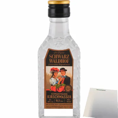 Produktbild von Schwarz Waldhof Schwarzwälder Kirschwasser 40% (0,1L Flasche) + usy Block