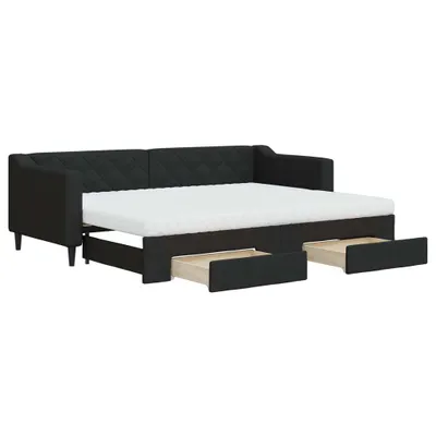 Obrázek produktu pro vidaXL Rozkládací denní postel se zásuvkami černá 80x200 cm látka