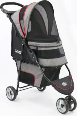 Produktbild von InnoPet ® buggy Avenue - IPS-033/SG - hellgrau/rot - inkl. Regenhaube Hundebuggy Pet Stroller