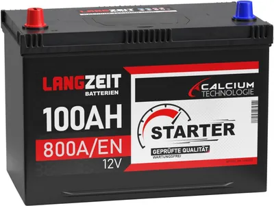 Produktbild von LANGZEIT ASIA Autobatterie 100Ah 12V 800A/EN ASIA Batterie Plus-Pol Links ersetzt 95Ah 90Ah