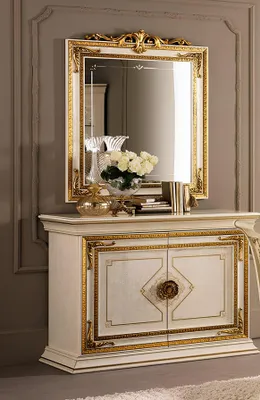 Produktbild von Spiegel Kommode Schrank Kommoden Anrichte Schlafzimmer Set Holz Klassischer Stil