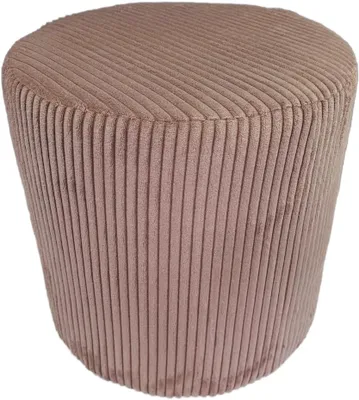 Produktbild von Gepolsterter Cord-Hocker POSO 40x40 cm, rund – weiches Sitzkissen oder Fußhocker für das Wohnzimmer – Rosa