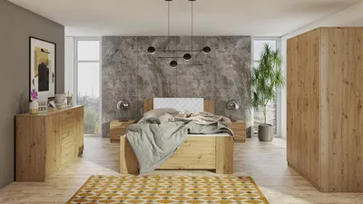 Obrázek produktu pro Ložnicová sestava s postelí 160x200 CORTLAND 7 - dub artisan / bílá