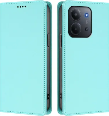 Image de Étui en cuir pour Xiaomi Redmi 15C 5G/4G, étui à rabat magnétique en cuirPolyuréthaneavec support, vert menthe
