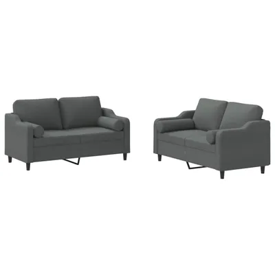 Immagine prodotto di vidaXL Set divano 2 pezzi con cuscini in tessuto grigio scuro
