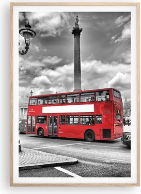 Produktbild von Gerahmtes Poster - Rahmen in heller Eiche - Trafalgar Platz Taxi London - 70x100 cm - Wand Bild - Wanddeko - Wandbilder - Wandposter - Bilderrahmen - Bilder - Kunstdruck - Wandbild - P2NPA70x100-0488