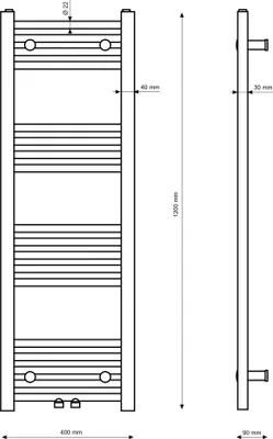 Immagine prodotto di Radiatore da bagno Granitan | Raven - 120x40 cm - Nero - Design moderno - Calore efficiente