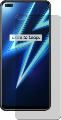 A screen protector is shown placed over a smartphone screen.
