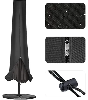 Obrázok produktu pre Ochranný obal na slnečník, 190x25x50 cm, 600D Oxford, PVC, čierna, vhodný pre slnečníky s priemerom 1,8 - 3,4 m